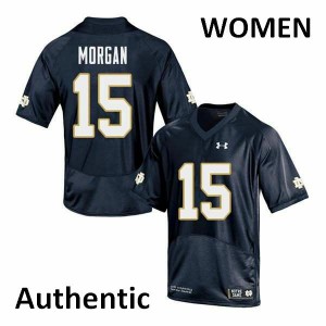 Women's Fighting Irish #15 D.J. Morgan Navy Authentic Embroidery Jerseys 765329-518