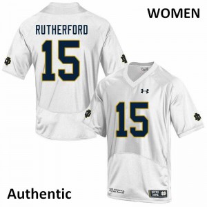 Women's Fighting Irish #15 Isaiah Rutherford White Authentic Embroidery Jersey 783928-471