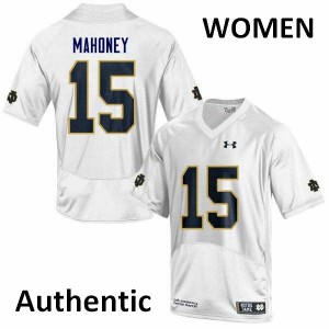 Women University of Notre Dame #15 John Mahoney White Authentic NCAA Jerseys 165724-821