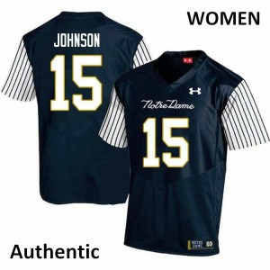 Women's Irish #15 Jordan Johnson Navy Blue Alternate Authentic Embroidery Jersey 786981-274