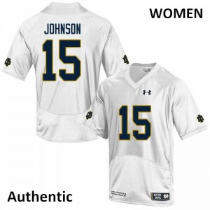 Womens Irish #15 Jordan Johnson White Authentic Football Jersey 372768-846