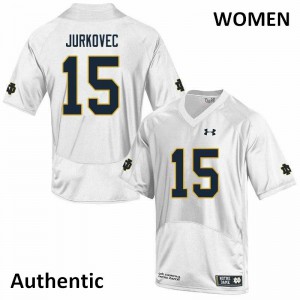Womens University of Notre Dame #15 Phil Jurkovec White Authentic Embroidery Jerseys 511344-448