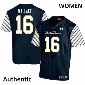 Women's Irish #16 KJ Wallace Navy Blue Alternate Authentic College Jerseys 698246-867