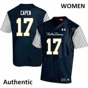 Womens Notre Dame #17 Cole Capen Navy Blue Alternate Authentic Alumni Jerseys 120110-954