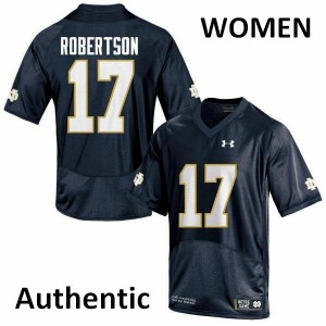 Women's Notre Dame Fighting Irish #17 Isaiah Robertson Navy Blue Authentic NCAA Jerseys 285193-993