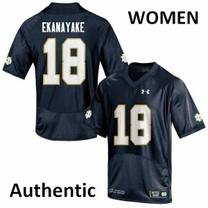 Women's Notre Dame #18 Cameron Ekanayake Navy Authentic College Jersey 488874-754