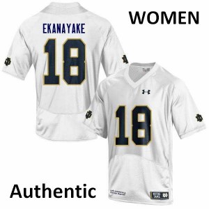 Womens University of Notre Dame #18 Cameron Ekanayake White Authentic Football Jerseys 827022-718