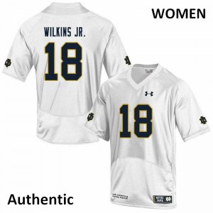 Women Irish #18 Joe Wilkins Jr. White Authentic Embroidery Jerseys 689891-274