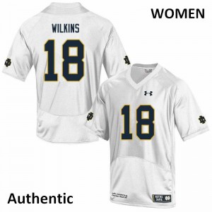 Women University of Notre Dame #18 Joe Wilkins White Authentic Stitch Jersey 928724-681