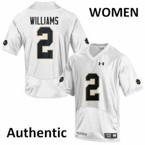 Womens University of Notre Dame #2 Dexter Williams White Authentic Alumni Jerseys 999631-434