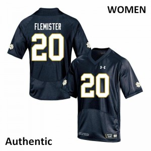 Women University of Notre Dame #20 C'Borius Flemister Navy Authentic Stitched Jerseys 917236-920