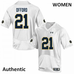 Women UND #21 Caleb Offord White Authentic Embroidery Jersey 851930-457
