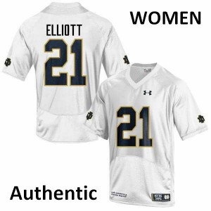 Women's Notre Dame #21 Jalen Elliott White Authentic Official Jerseys 452532-284