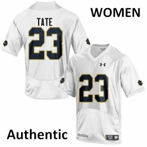 Women's Notre Dame Fighting Irish #23 Golden Tate White Authentic Stitch Jerseys 226738-763