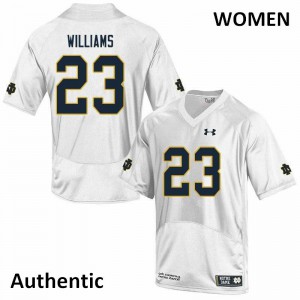 Women University of Notre Dame #23 Kyren Williams White Authentic Official Jerseys 823777-927