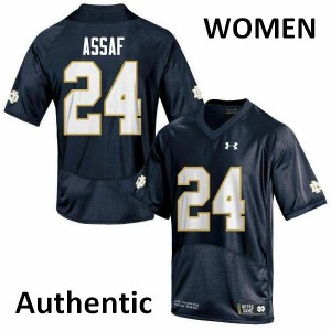 Women's UND #24 Mick Assaf Navy Blue Authentic NCAA Jerseys 948987-133