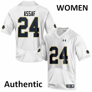 Women UND #24 Mick Assaf White Authentic College Jerseys 986475-520