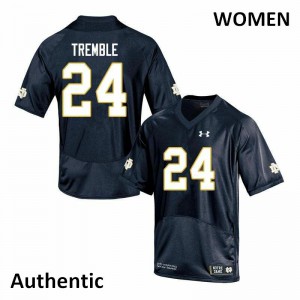 Womens Notre Dame #24 Tommy Tremble Navy Authentic NCAA Jersey 679976-740