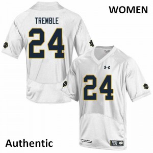 Women's Notre Dame #24 Tommy Tremble White Authentic Embroidery Jersey 285536-758