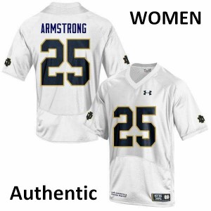 Women's Fighting Irish #25 Jafar Armstrong White Authentic Player Jersey 215990-140