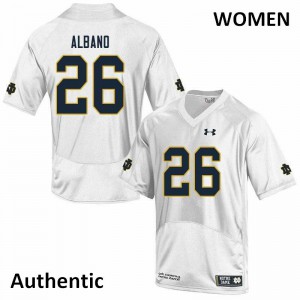 Womens Notre Dame Fighting Irish #26 Leo Albano White Authentic NCAA Jerseys 594498-328