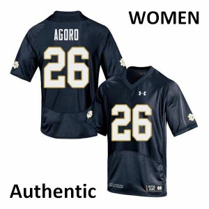Women's University of Notre Dame #26 Temitope Agoro Navy Authentic Football Jersey 475993-747