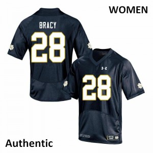 Women's Irish #28 TaRiq Bracy Navy Authentic Stitch Jerseys 428554-623