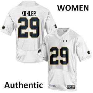 Women's Notre Dame Fighting Irish #29 Sam Kohler White Authentic Player Jerseys 353176-546