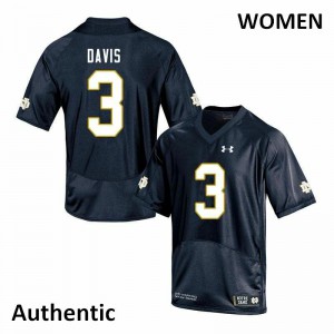 Women's Irish #3 Avery Davis Navy Authentic Official Jersey 612701-113