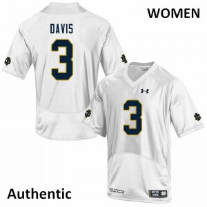 Women's Notre Dame Fighting Irish #3 Avery Davis White Authentic Alumni Jersey 218875-576
