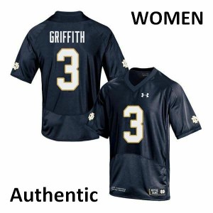 Womens Notre Dame Fighting Irish #3 Houston Griffith Navy Authentic Football Jerseys 426770-847