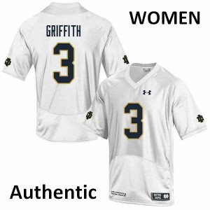 Women's UND #3 Houston Griffith White Authentic University Jerseys 615820-749