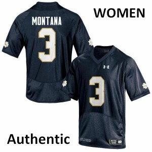 Womens Notre Dame Fighting Irish #3 Joe Montana Navy Blue Authentic University Jersey 749033-662
