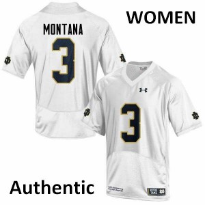 Women's Notre Dame Fighting Irish #3 Joe Montana White Authentic Football Jersey 389496-677