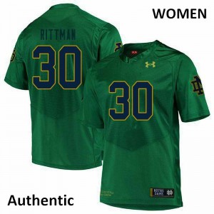 Womens University of Notre Dame #30 Jake Rittman Green Authentic High School Jerseys 279870-713