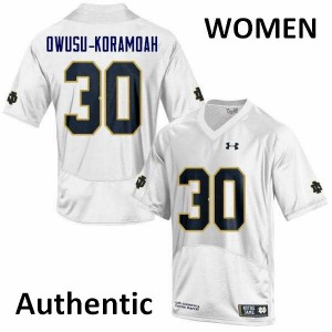 Women's Notre Dame #30 Jeremiah Owusu-Koramoah White Authentic Alumni Jerseys 648615-821