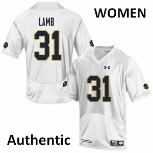 Womens UND #31 Jack Lamb White Authentic University Jerseys 325340-857