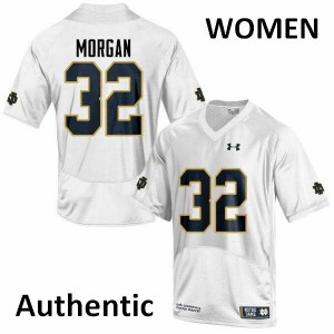 Womens UND #32 D.J. Morgan White Authentic Football Jerseys 138760-259
