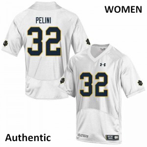 Women's University of Notre Dame #32 Patrick Pelini White Authentic Stitch Jerseys 413121-276