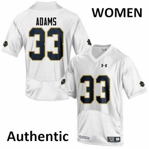 Womens Irish #33 Josh Adams White Authentic Football Jerseys 500501-831
