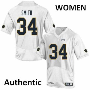 Women UND #34 Jahmir Smith White Authentic High School Jerseys 175990-631