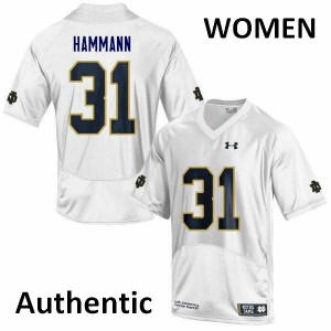 Womens Notre Dame Fighting Irish #35 Grant Hammann White Authentic NCAA Jerseys 265648-802