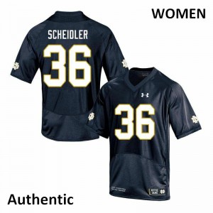 Women's Notre Dame #36 Eddie Scheidler Navy Authentic Stitched Jerseys 457326-889