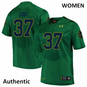 Women's Notre Dame Fighting Irish #37 Henry Cook Green Authentic NCAA Jersey 682134-857