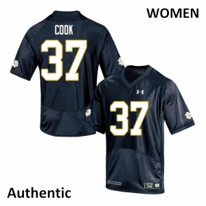 Womens University of Notre Dame #37 Henry Cook Navy Authentic NCAA Jersey 511253-449