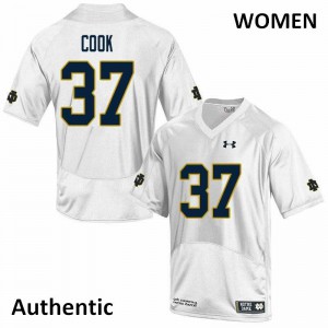 Women's Irish #37 Henry Cook White Authentic NCAA Jerseys 139870-544