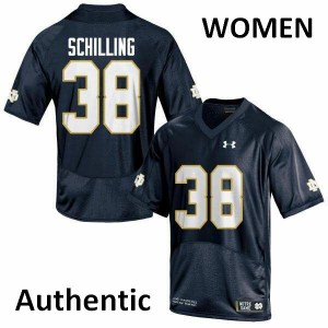 Womens Notre Dame Fighting Irish #38 Christopher Schilling Navy Blue Authentic College Jerseys 112846-797