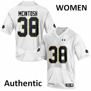 Womens Irish #38 Deon McIntosh White Authentic NCAA Jersey 266525-833