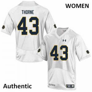 Women Notre Dame Fighting Irish #43 Marcus Thorne White Authentic High School Jerseys 233080-678