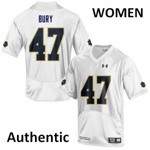 Womens Notre Dame #47 Chris Bury White Authentic Stitched Jerseys 555255-756
